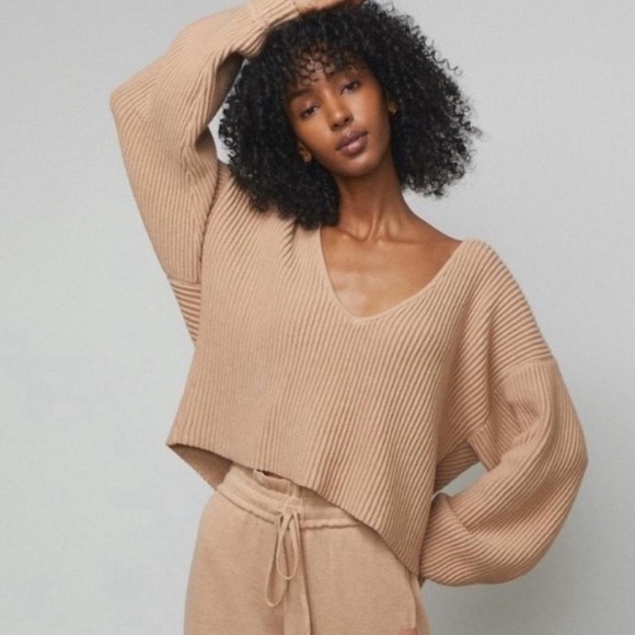 Lunya Reversible Ribbed Cotton Silk Blend Sweater Size Large - Picture 1 of 8